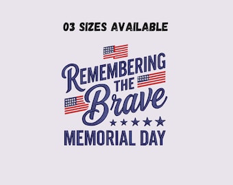 Erinnerung an die Brave-Memorial Day Stickdatei: Amerikanische Flagge, (Digitaler Download)
