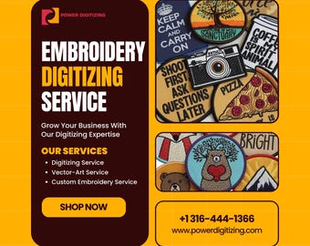 Custom Embroidery Digitizing Service, Logo Digitize, Fastest Turnaround (1 Hour)