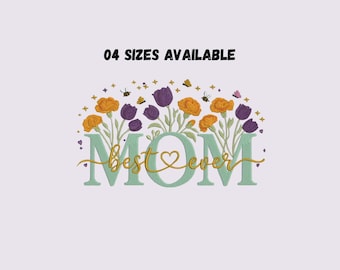 Diseño de bordado floral para mamá, archivo de bordado a máquina para el Día de la Madre