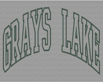 Digitalización de bordados de Grays Lake, bordado de espalda de chaqueta, 6,20 x 13,02 pulgadas, descarga instantánea