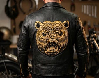 Diseño de bordado de cabeza de oso dorado, archivo de puntada de fauna salvaje agresiva (descarga instantánea)