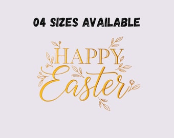 Diseño de bordado "Feliz Pascua" con detalles florales (descarga digital)