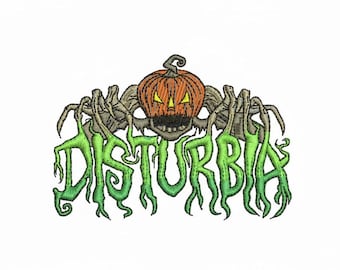 Diseño de bordado de Hallowen Disturbia, diseño de bordado a máquina, bordado en el pecho izquierdo, descarga instantánea