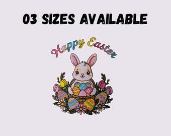Diseño de bordado de conejito de Pascua, 3 tamaños (descarga instantánea)