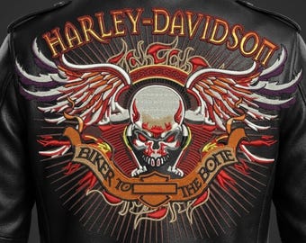 Diseño de bordado de Harry David Son: emblema de poder para tela oscura, patrón de criatura fantástica, archivo DST de bestia mágica, decoración de chaqueta trasera