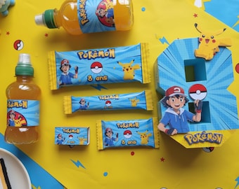 Anniversaire POKEMON - décoration anniversaire - Kinder bueno personnalisé, confiserie personnalisée
