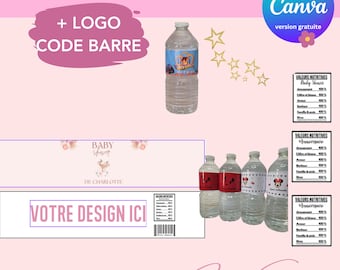 BLANK Waterflesetiketsjabloon - Aangepast flesetiketsjabloon - Aangepast waterflesetiket - Canva