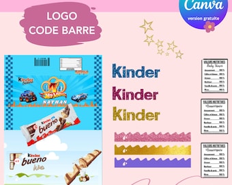 LEGE sjabloon voor Kinder Bueno-verpakking - Aangepaste Kinder Bueno-sjabloon - gepersonaliseerde Kinder Bueno - Canva-sjabloon