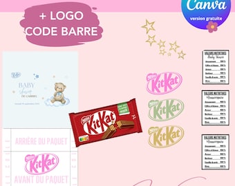 Template VIERGE pour emballage kit kat - Modèle personnalisé kit kat - kit kat personnalisé - template canva