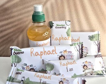 Anniversaire Safari Jungle - Baby Shower Safari Jungle - Kinder bueno personnalisé, décoration personnalisée