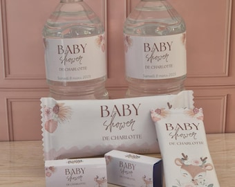 Kinder bueno Baby Shower personnalisé fille - Cadeau invité Baby Shower - Kinder bueno rose bohème - Kinder bueno biche
