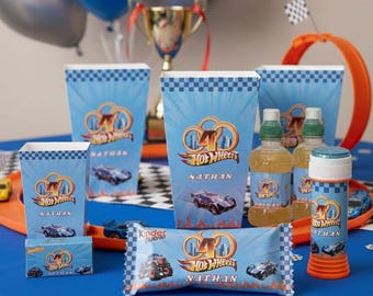 Anniversaire Hot wheels - Voiture de course - Kinder bueno personnalisé, décoration personnalisée