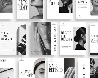Luxury Beauty Salon Canva Templates | Esthetician Instagram Template Bundle | Spa Social Media Kit | Hair Salon Branding | Editable Canva