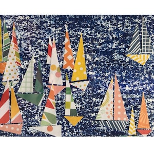 Set of 10-Sea of Love Sailboat Nautical Blank Note Cards