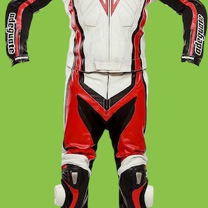 Men&#39;s Professional Motorcycle Racing Suit | Leather MotoGP Track Suit | CE Armored Biker Suit | Adequate Sports Gear