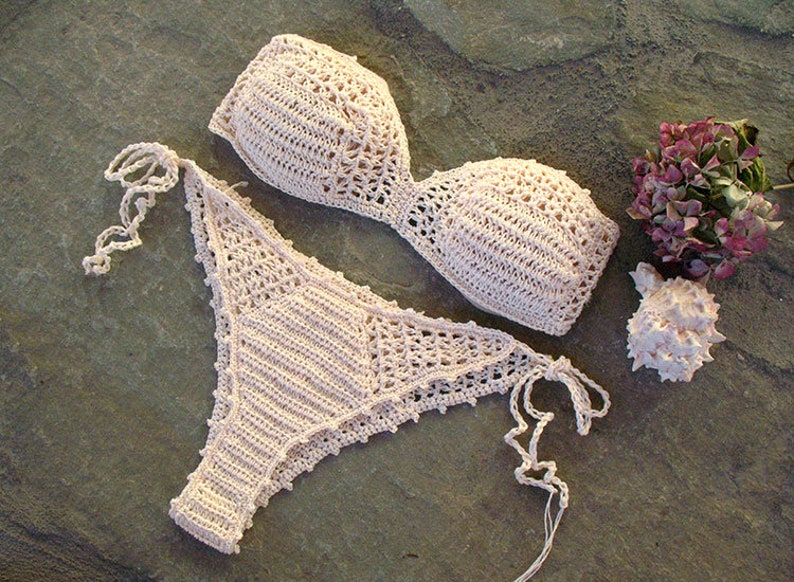 Strapless Crochet Bikini Crochet Bikini Set Bandeau Bikini | Etsy