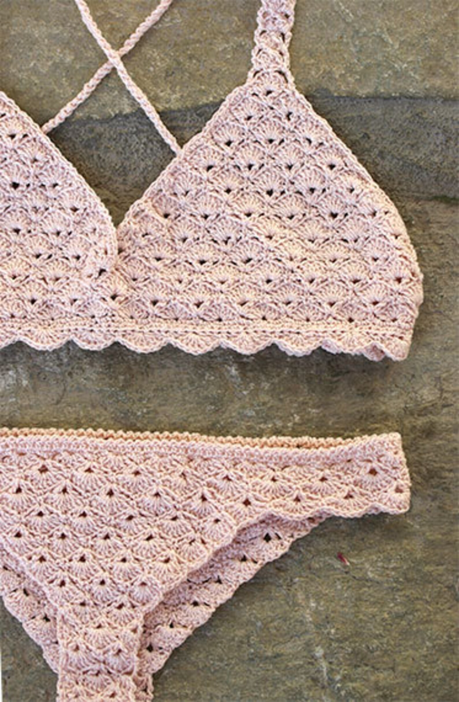 Crochet bikini set in nude pink Crochet swimsuit Crochet Etsy