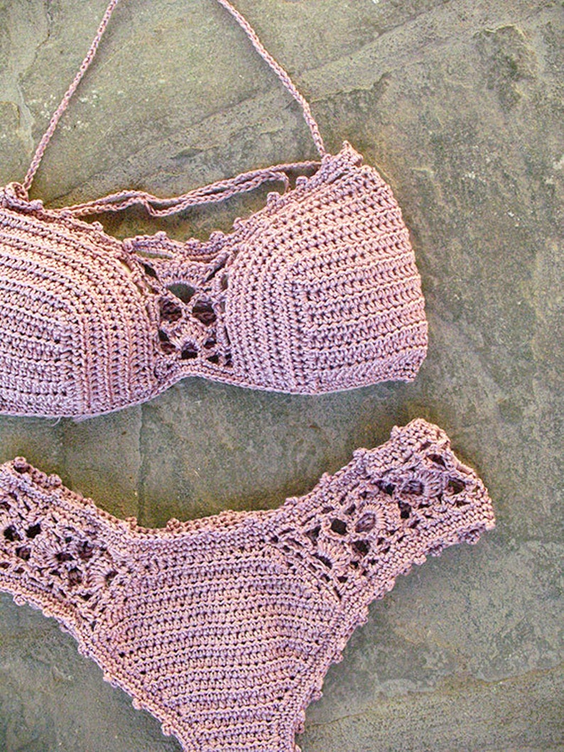 Luxurious Crochet bikini in pale pink Gift for her Crochet | Etsy