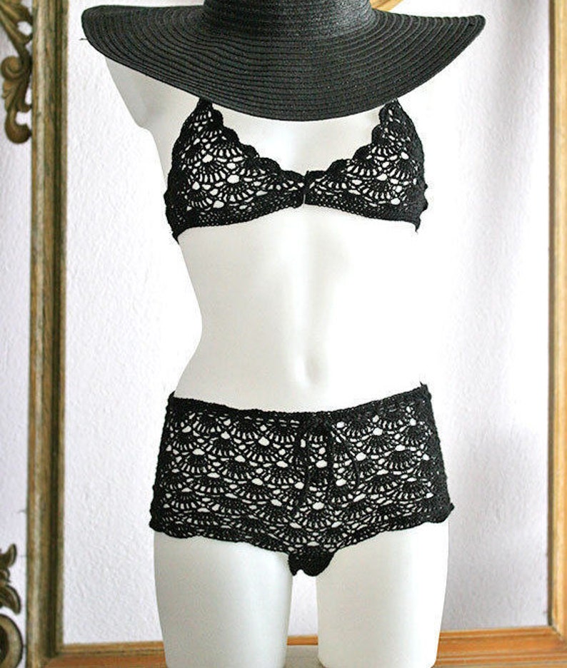 high waisted black bikini shorts