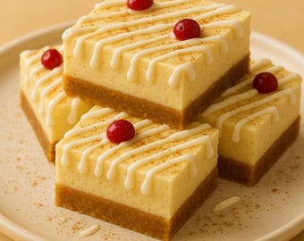Recette de barres de gâteau au fromage au lait de poule PDF | Dessert de Noël crémeux aux épices | Gâterie des Fêtes douillette | Téléchargement numérique instantané