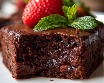 Guía para hornear brownies de chocolate con textura suave / Postre de cacao intenso / Postre dulce y pegajoso / Horneado familiar fácil / Descarga de recetas digitales