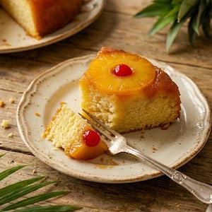 Torta rovesciata all'ananas fatta in casa classica / Dessert gourmet glassato al caramello / Idea regalo con cibo retrò / Dolcetto artigianale umido