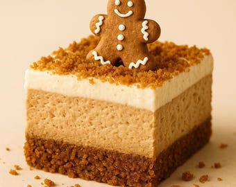 Recette de barres de gâteau au fromage au pain d'épice PDF | Dessert des Fêtes de Noël | Cadeau pâtisserie festive | Téléchargement numérique instantané