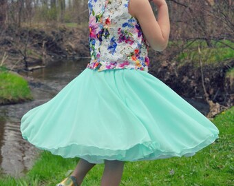 Girl Sewing Pattern - Chiffon Circle Skirt - Capsule Wardrobe PDF Pattern