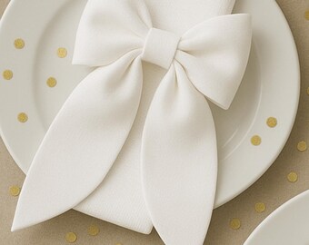 Custom Bow Napkin Ring Satin Bow Napkin Holder Elegant Table Setting Bow Modern Hosting Decor Dinner Party White Napkin Ring Hostess Gift