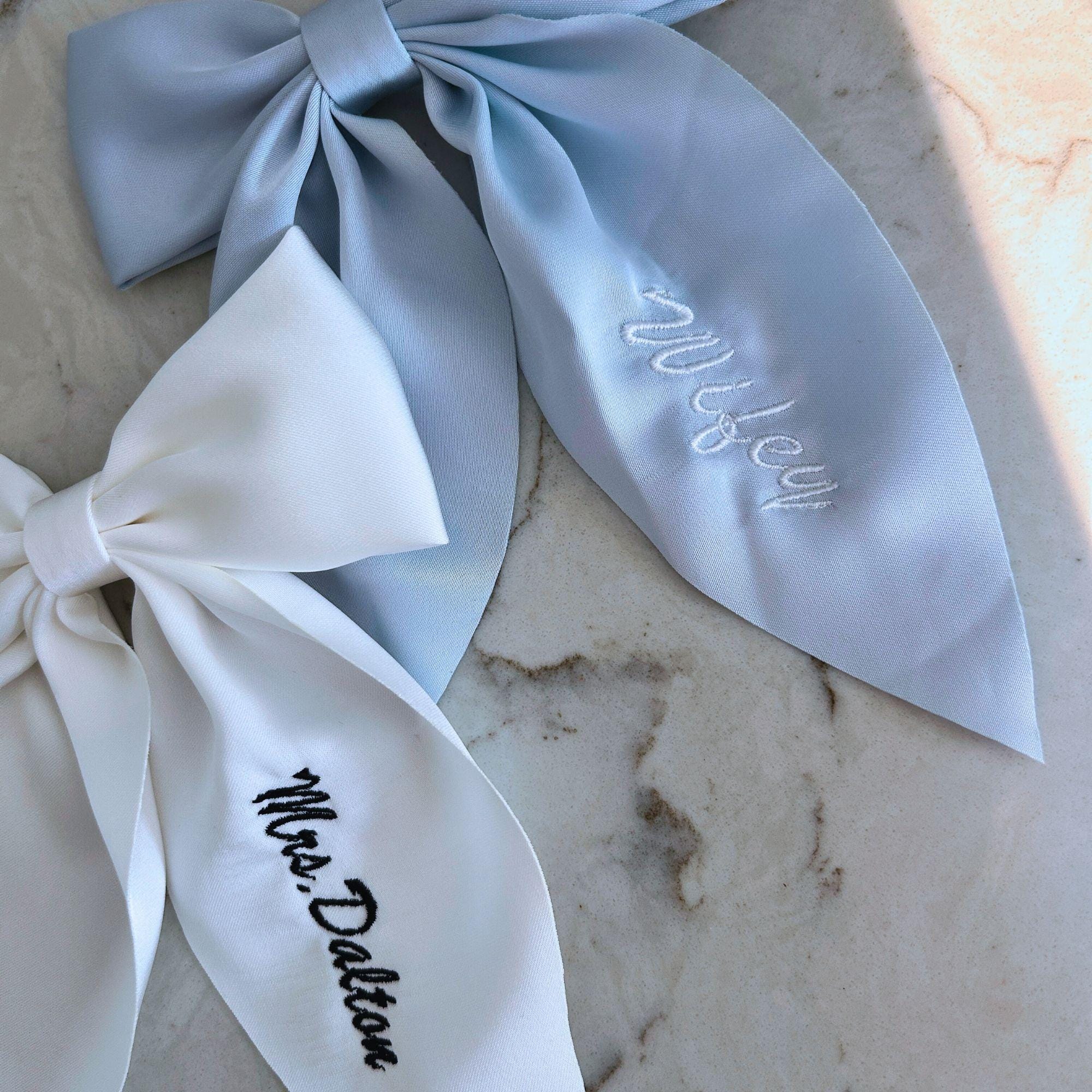 Custom Bridal Bow Embroidered Bride Bow With Future Name or Wedding ...
