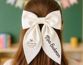 Regalo personalizado de lazo para el cabello para maestras con nombre bordado personalizado Regalo para la Semana de Agradecimiento a las Maestras Regalo personalizado de agradecimiento a las maestras