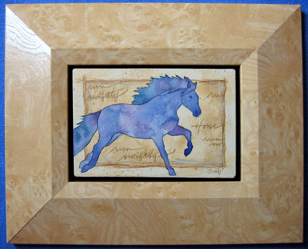 Original Framed Watercolor Horse Painting Etsy