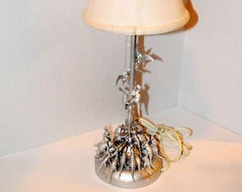 Desk Lamp, Toy Action Figure, Silver Toy Sculpture Dinosaur Lamp, Kids Room Lamp