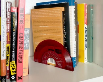 Bookends Red Colored Vinyl Records, Music Lover Gift, Indie Sleaze Style