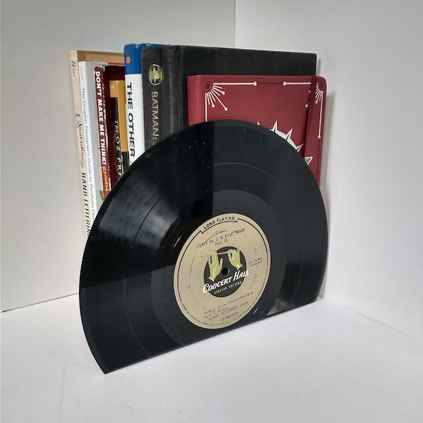 Vinyl Record Bookends, Music Lover Gift, Ten Inch Vintage Vinyl Records, Unique Bookend