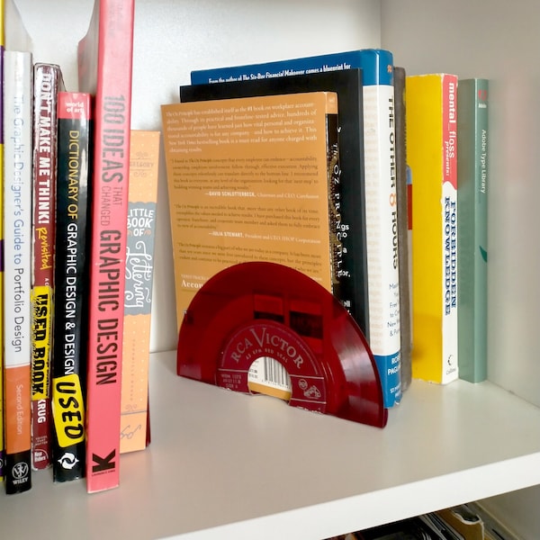 Bookends Red Colored Vinyl Records, Music Lover Gift, Indie Sleaze Style