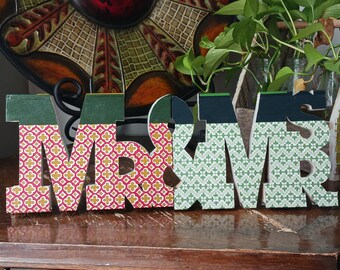Mr & Mrs Book Letters: Vintage Wedding Decor, Newlywed Gift