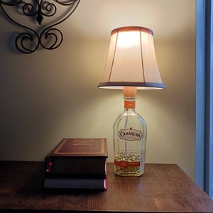 Tequila Bottle Lamp, Small Table Lamp, Unique Desk Lamp using a Camarena Tequila Bottle