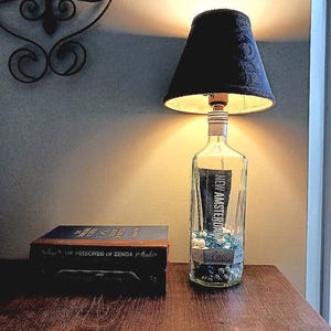 New Amsterdam Gin Bottle Lamp with Matching Shade, Office Desk Lamp, Upcycled Home Decor