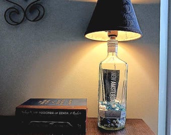 New Amsterdam Gin Bottle Lamp with Matching Shade, Office Desk Lamp, Upcycled Home Decor