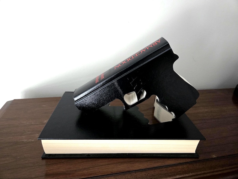 Cut Book Art, Gun Books Man Cave Decor, Office Decor, Book Gun Art, Gifts for Him image 1