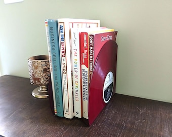 Vinyl Record Bookends, Full Size LP, Handmade, Music Lover Gift