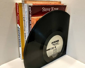 Vinyl Record Bookends, Vintage Vinyl Records, Unique Bookends, Great Music Lover Gift