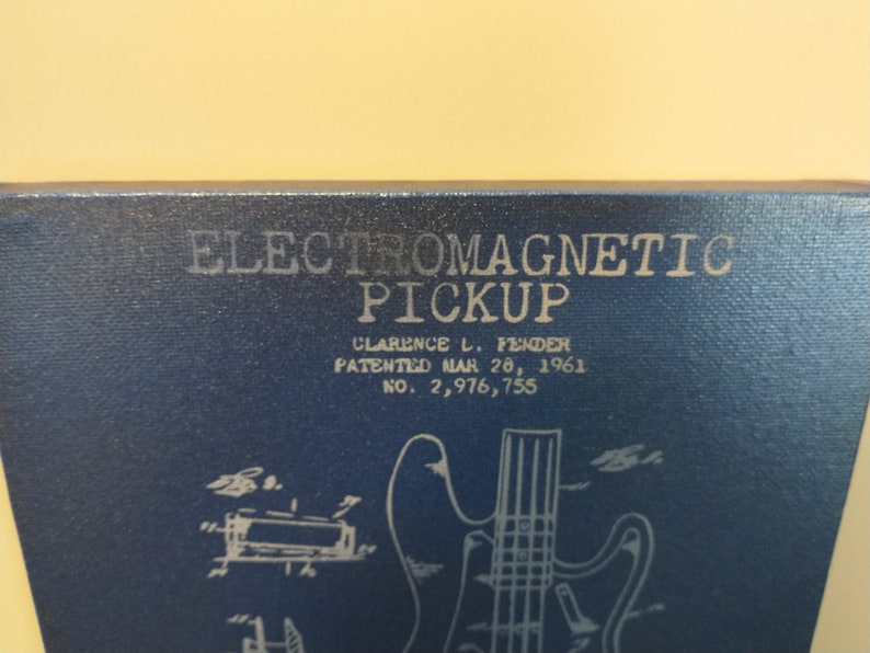Laser Etched Blueprint Art of a Fender Bass Pickup Etsy