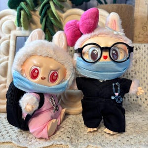 doll scrubs, nurse outfit, doctor outfit , fit for 15-18cm labubu or similar dolls(no doll)