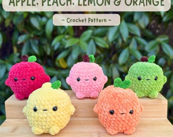 Apfel, Pfirsich, Zitrone und Orange Fruit Friend Häkelanleitung