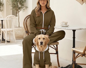 Espresso Brown Tracksuit Set | Matching Dog Hoodie, Dog Mom Cap