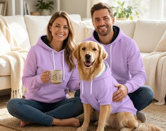 Matching Pet and Owner Lavender Hoodie Set | Custom Dog & Couple Sweatshirt