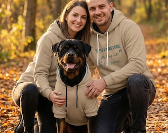 Matching Pet and Owner Hoodies | Dog Mom Gift Personalized Pet & Couple Outfit Custom Pet Name Sweatshirt Neutral Dog Walking Set Pet Lover