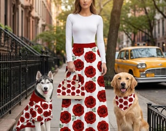 Red Rose Floral Matching Dog & Owner Outfit Set